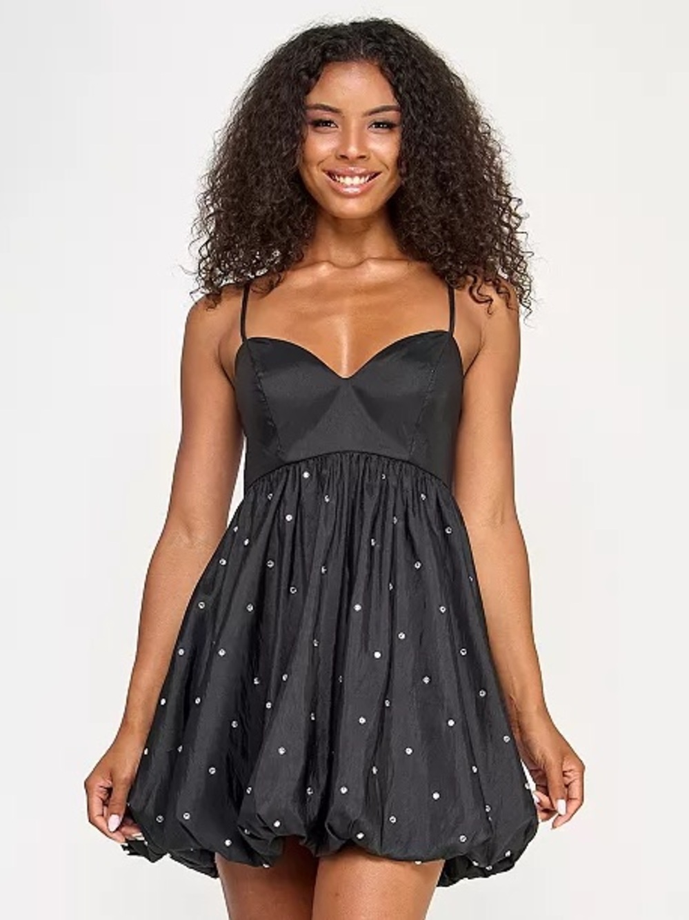 Seni & Cade Juniors rhinestone trim taffeta bubble dress